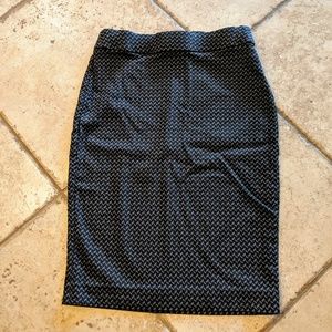 Elle Elastic Herringbone Print Pencil Skirt XS